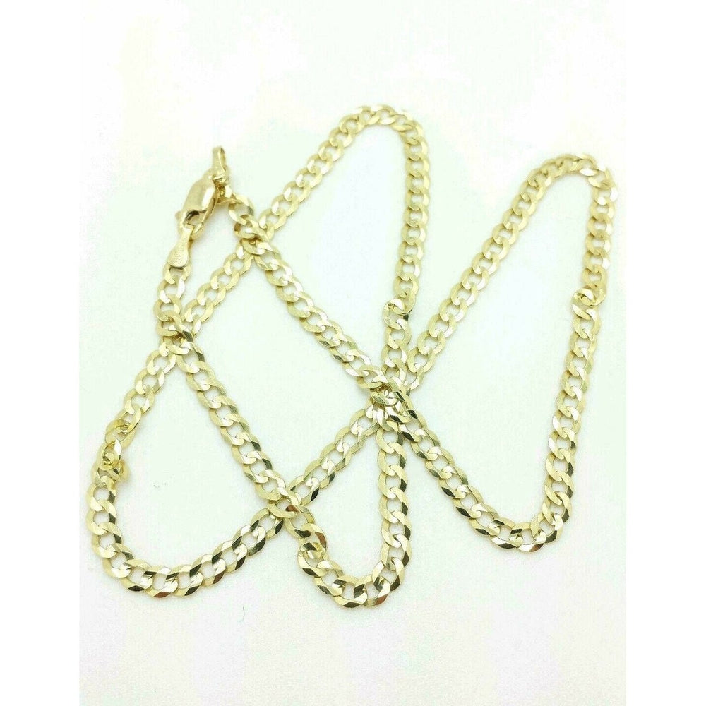 10K Genuine Solid Yellow Gold Cuban Necklace Chain Image 2