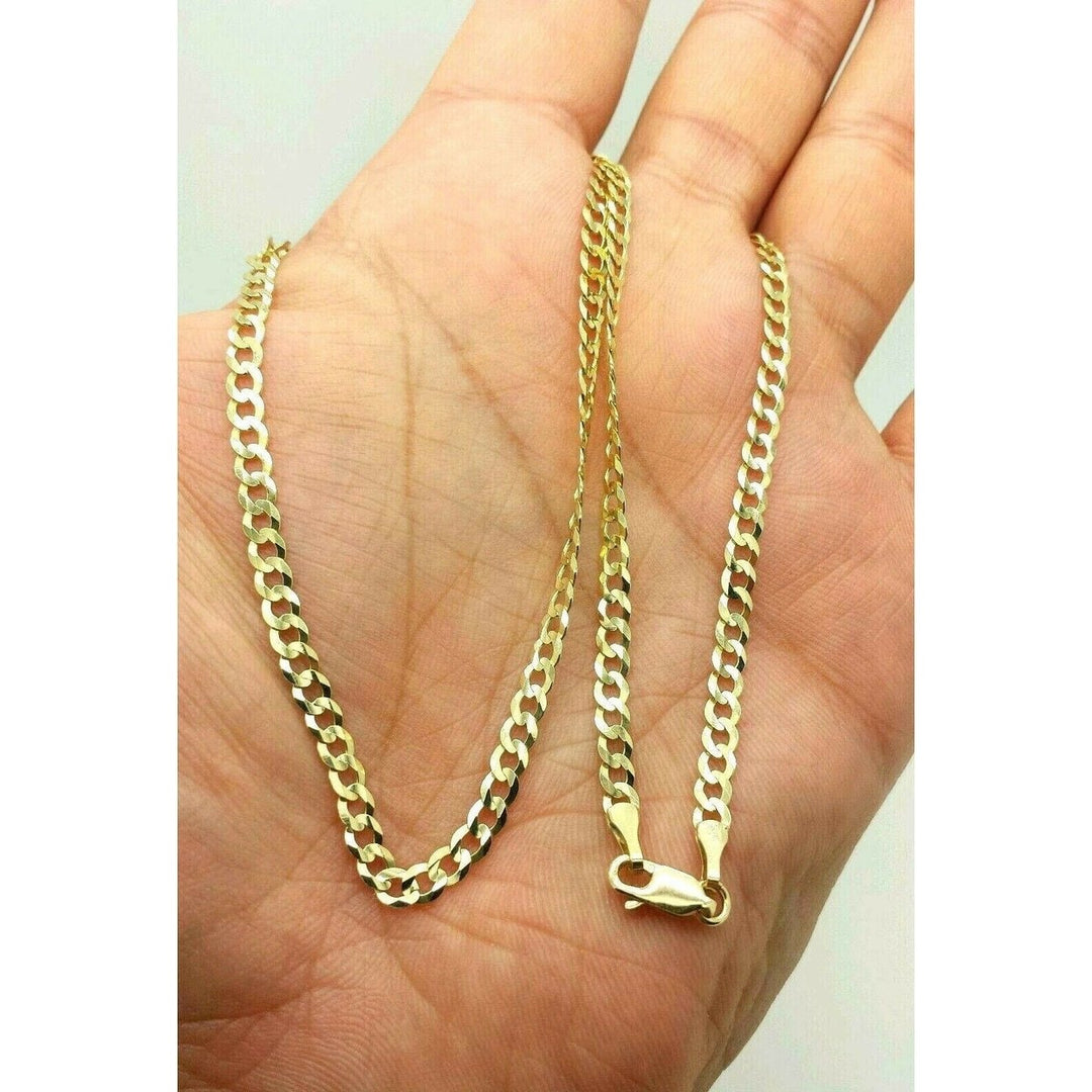 10K Genuine Solid Yellow Gold Cuban Necklace Chain Image 4