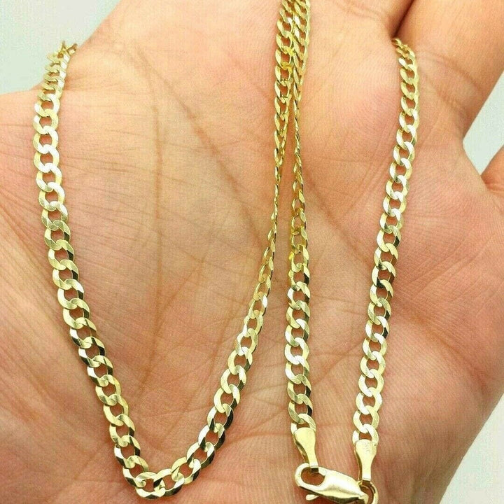 10K Solid Yellow Gold Cuban Chain 2.6mm Necklace Image 3