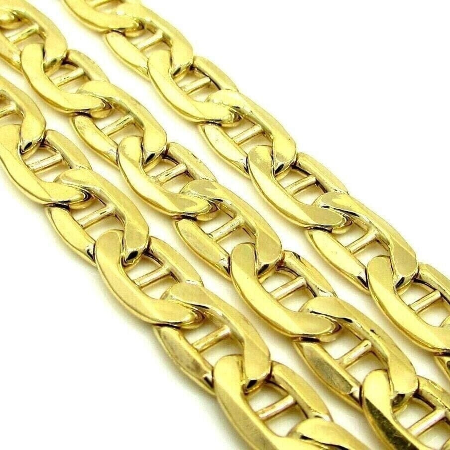 10K Solid Yellow Gold Mariner Anchor Link Chain Necklace Image 1