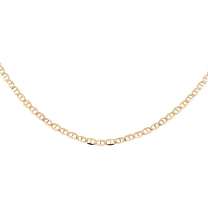 10K Solid Yellow Gold Mariner Anchor Link Chain Necklace Image 2