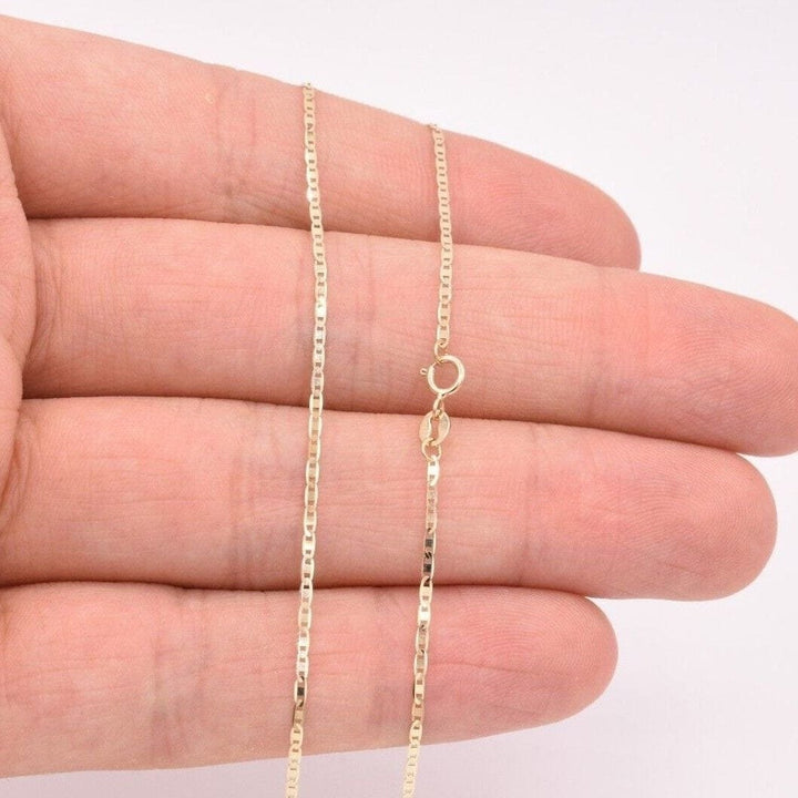 10K Solid Yellow Gold Mariner Anchor Link Chain Necklace Image 4