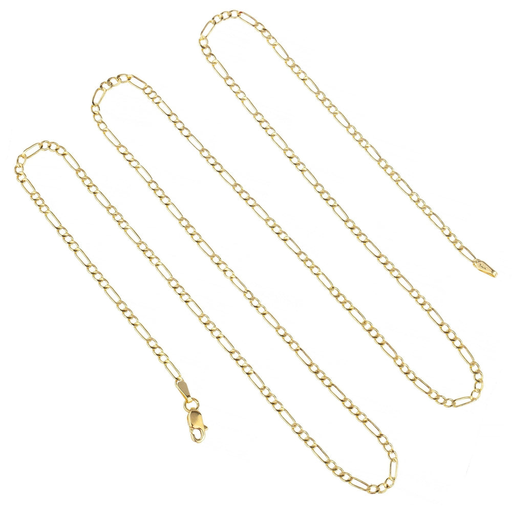 10K Yellow Gold 2MM Figaro Link Chain Necklace Image 2