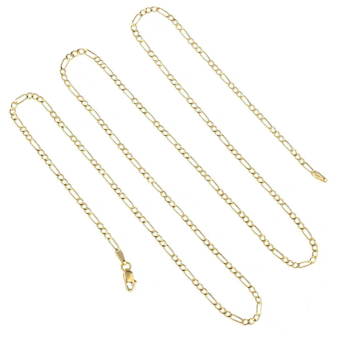 10K Yellow Gold 2MM Figaro Link Chain Necklace Image 1