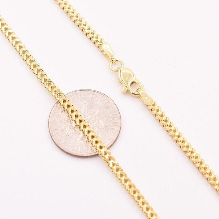 10K Yellow Gold 2MM Wheat Franco Box Chain Pendant Necklace Image 4