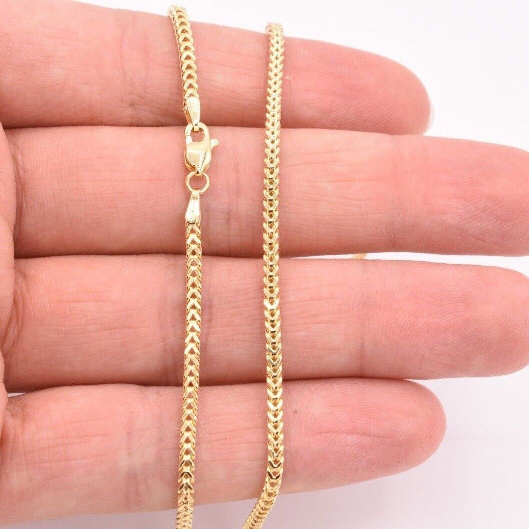 10K Yellow Gold 2MM Wheat Franco Box Chain Pendant Necklace Image 4