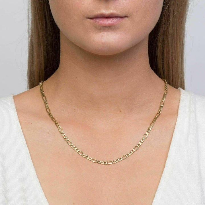 10K Yellow Gold 2MM Figaro Link Chain Necklace Image 4