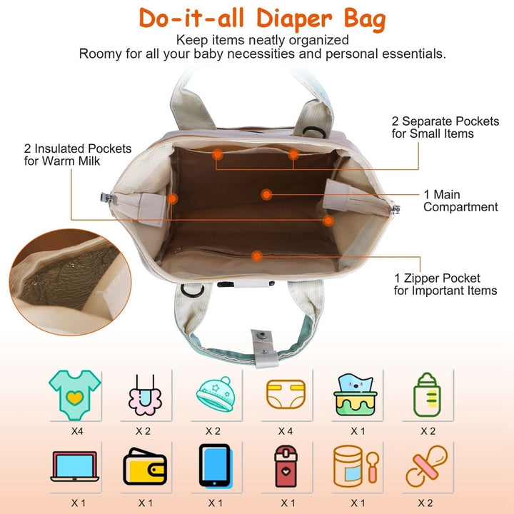 11-Piece Set: Multifunctional Diaper Handbags with Food Bag Image 12