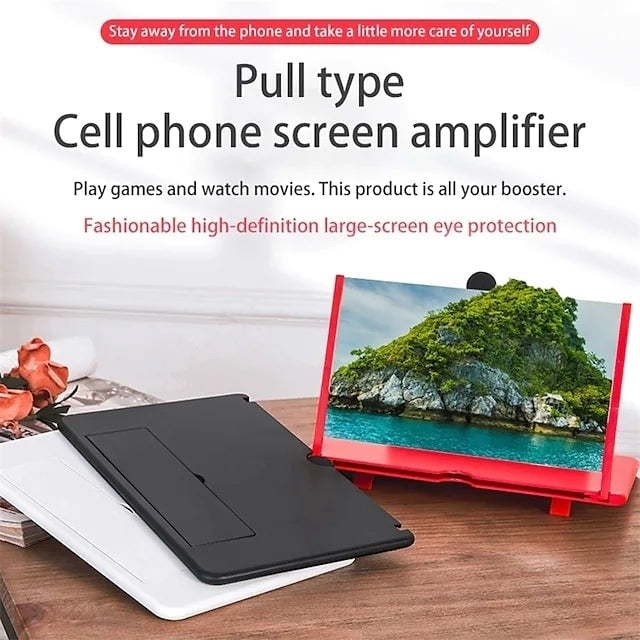 12 inch 3D Mobile Phone Screen Magnifier HD Video Amplifier with Foldable Holder Image 7