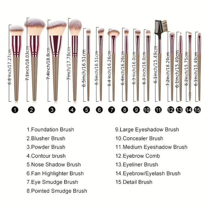 15-Pieces Set: Professional Makeup Brush Image 10