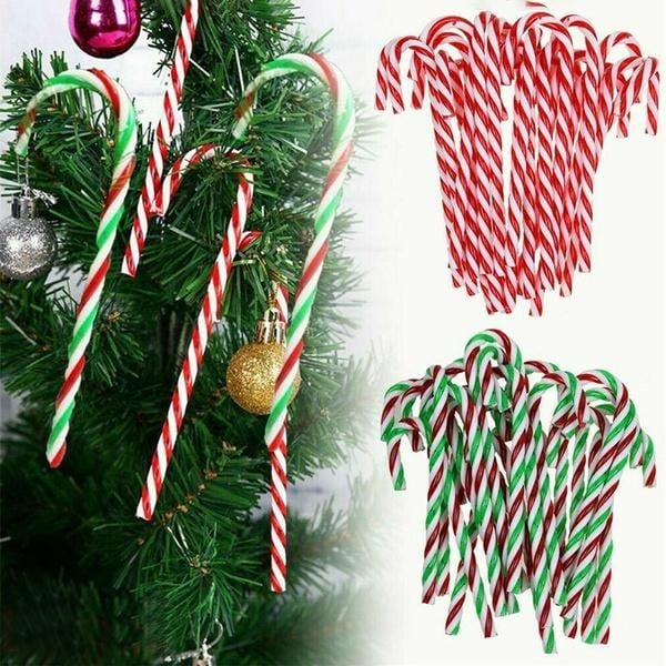 10-Piece: Plastic Candy Cane Ornaments Image 1