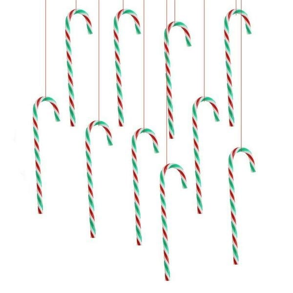 10-Piece: Plastic Candy Cane Ornaments Image 4