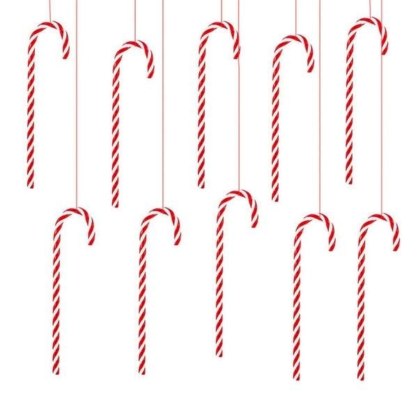 10-Piece: Plastic Candy Cane Ornaments Image 4