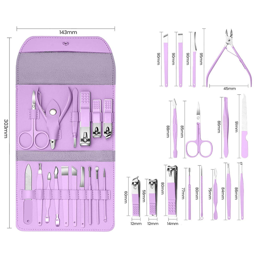 16-Piece: Stainless Steel Professional Manicure Pedicure Facial Set Grooming Kit with Leather Case Image 8