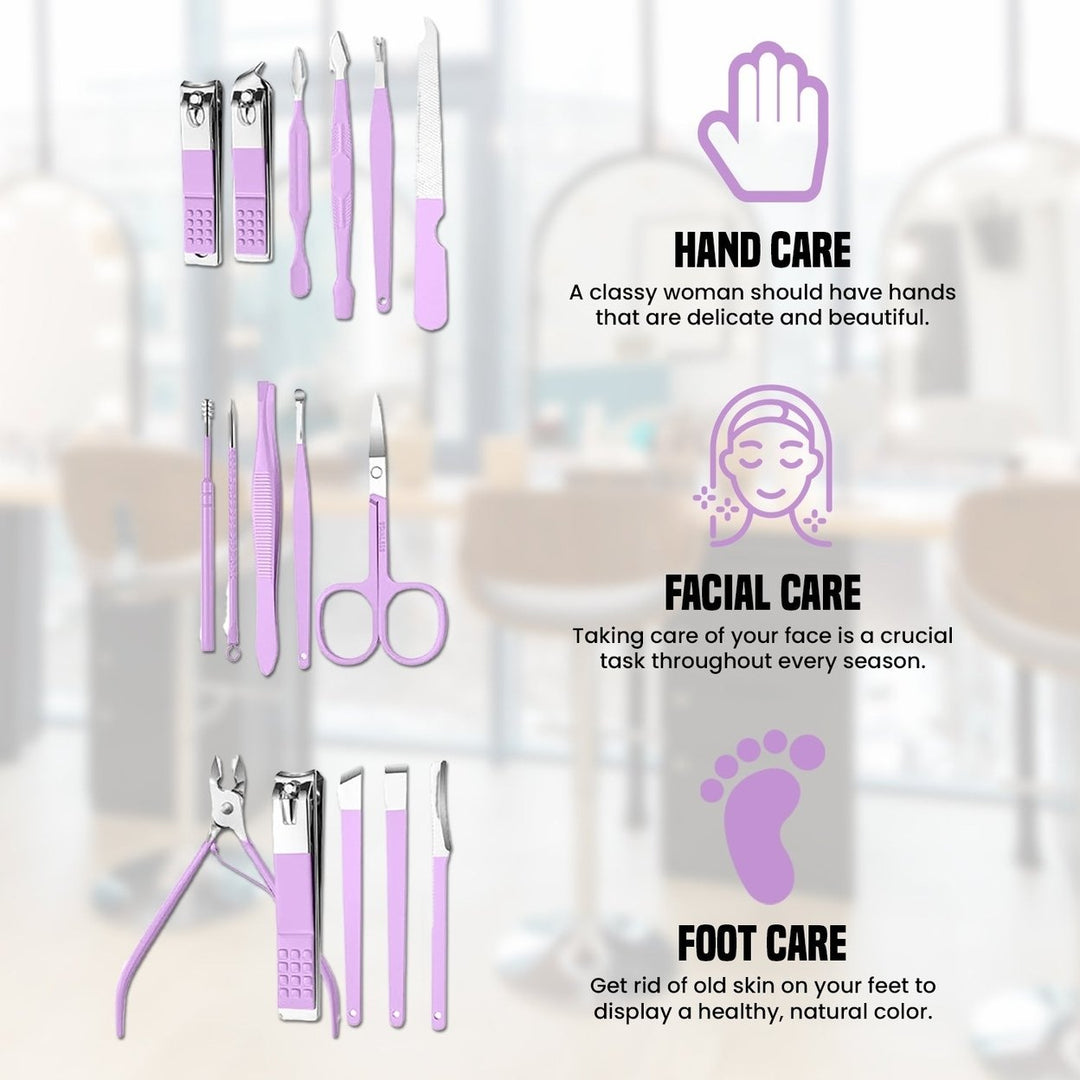 16-Piece: Stainless Steel Professional Manicure Pedicure Facial Set Grooming Kit with Leather Case Image 9