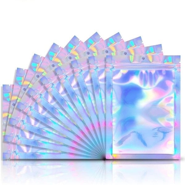 100-Pack: Resealable Holographic Foil Bags Image 1