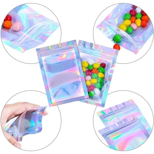 100-Pack: Resealable Holographic Foil Bags Image 4