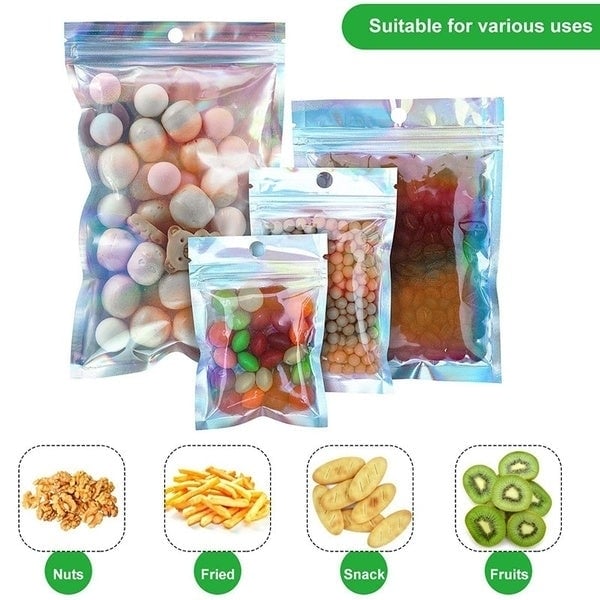 100-Pack: Resealable Holographic Foil Bags Image 4