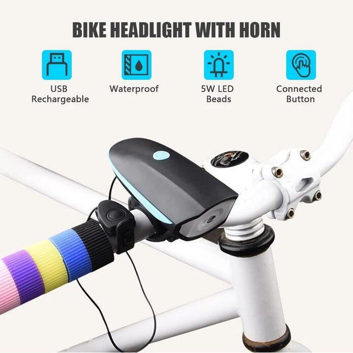 1200mAh Rechargeable Bike Headlight with Horn Image 11