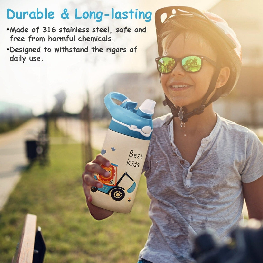 13.50oz. Insulated Stainless Steel Water Bottle Leak-proof with Straw Push Button Lock Switch Image 11