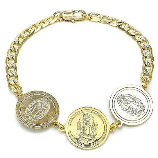 14k Gold Filled High Polish Finsh Cuban Curb Coin Bracelet Image 3