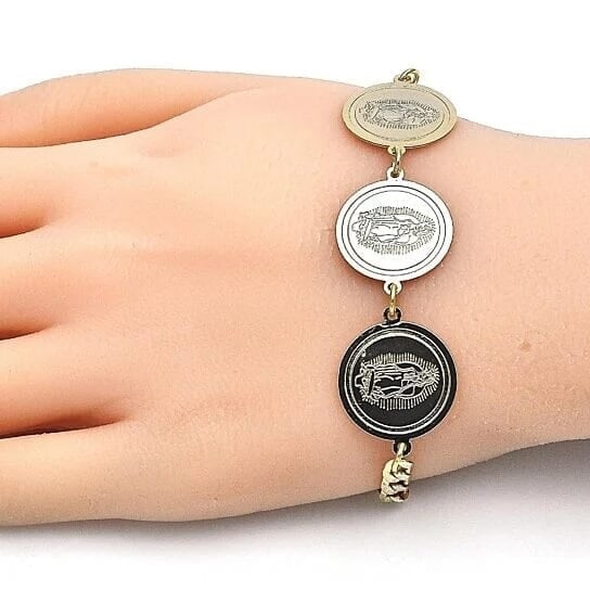 14k Gold Filled High Polish Finsh Cuban Curb Coin Bracelet Image 4