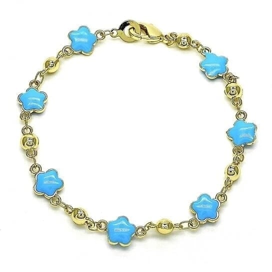 14k Gold Filled High Polish Finish Enamel Flower Bracelet Image 1