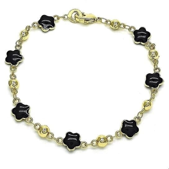 14k Gold Filled High Polish Finish Enamel Flower Bracelet Image 2