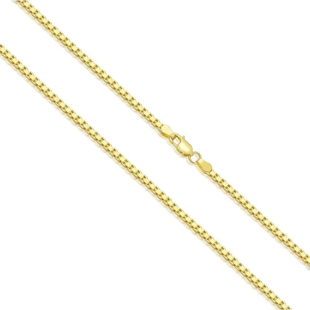 14K Gold Plated 925 Sterling Silver 1.5MM Box Chain Necklace Image 1