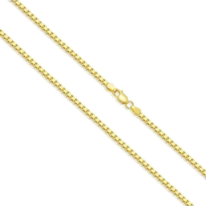 14K Gold Plated 925 Sterling Silver 1.5MM Box Chain Necklace Image 1