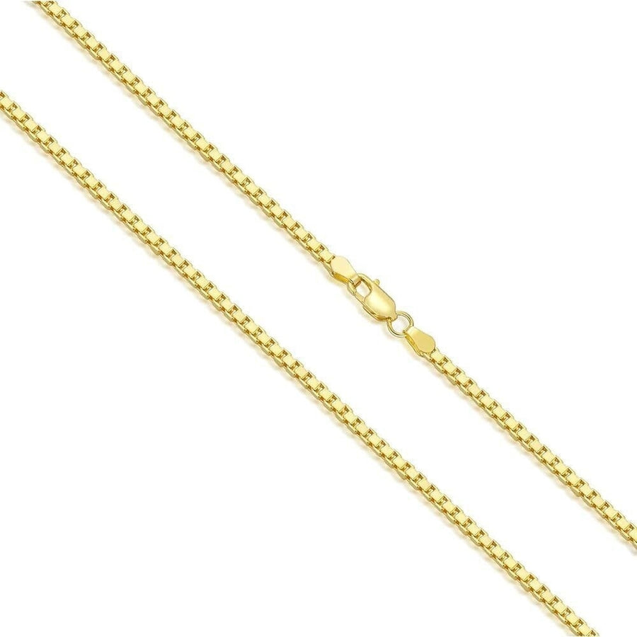 14K Gold Plated 925 Sterling Silver 1.5MM Box Chain Necklace Image 1