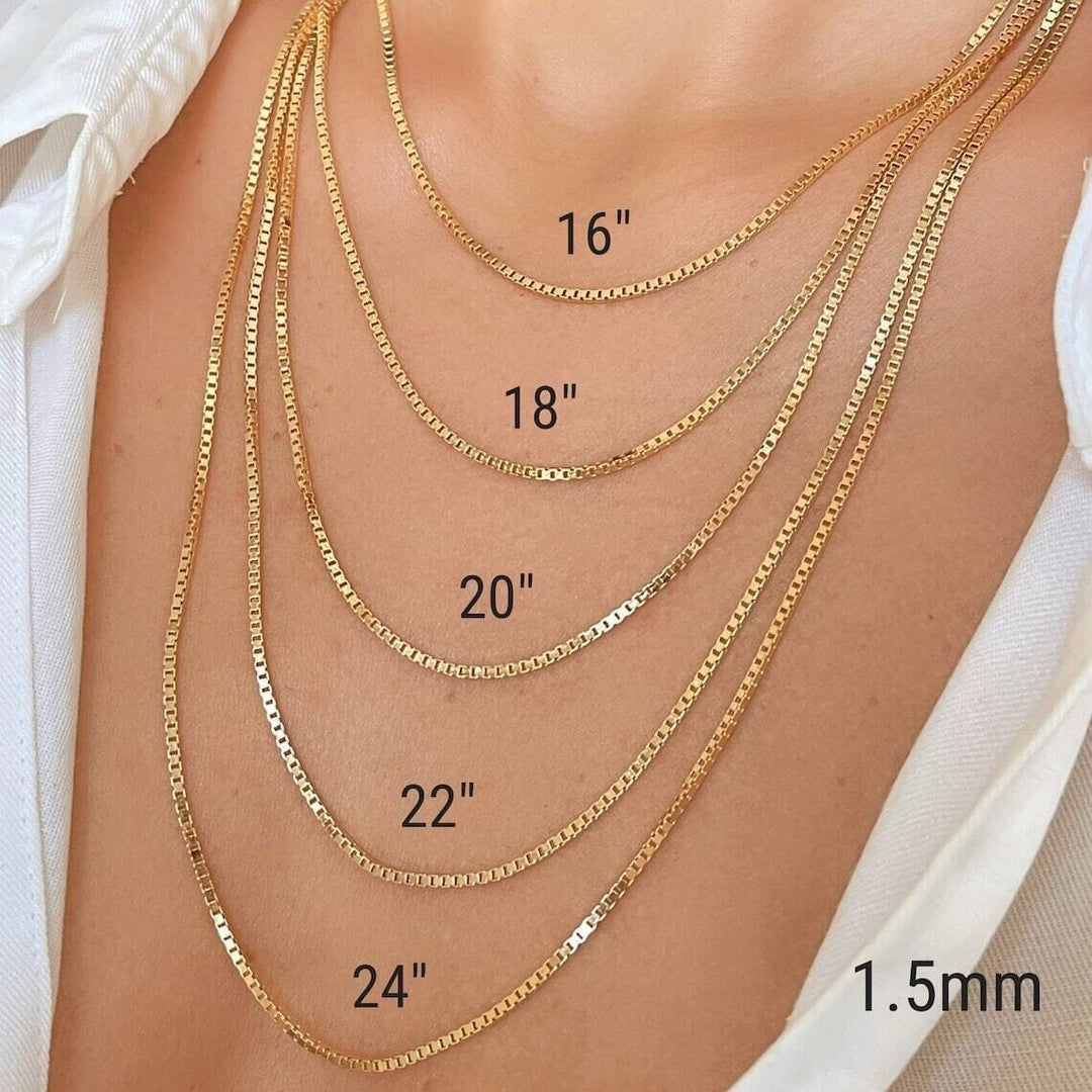 14K Gold Plated 925 Sterling Silver 1.5MM Box Chain Necklace Image 2