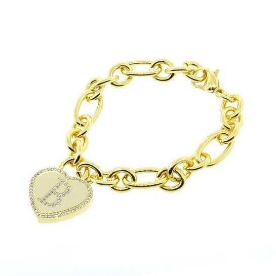 14K Gold Plated Initial Heart Bracelet Image 2