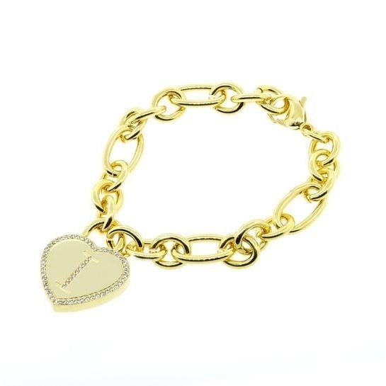 14K Gold Plated Initial Heart Bracelet Image 9