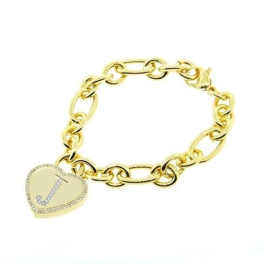 14K Gold Plated Initial Heart Bracelet Image 10