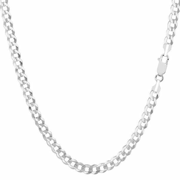 14K Solid White Gold 2mm Cuban Link Chain Necklace Image 1