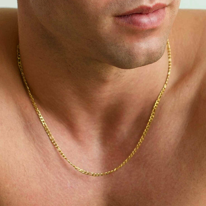 14K Solid Gold Figaro Chain Necklace 3mm Image 4