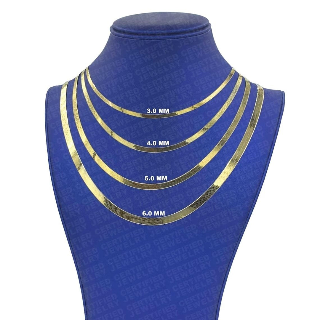 14K Solid Gold Herringbone Necklace Image 2