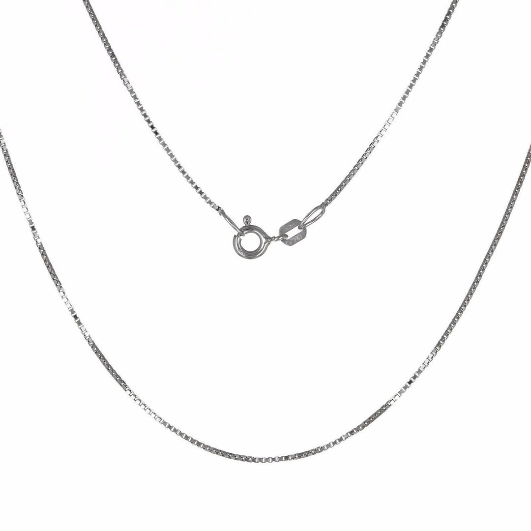 14K Solid White Gold Box Necklace Real Gold Chain Image 2