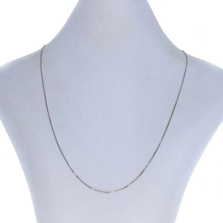 14K Solid White Gold Box Necklace Real Gold Chain Image 3