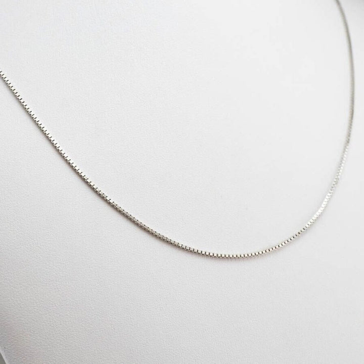 14K Solid White Gold Box Necklace Real Gold Chain Image 7