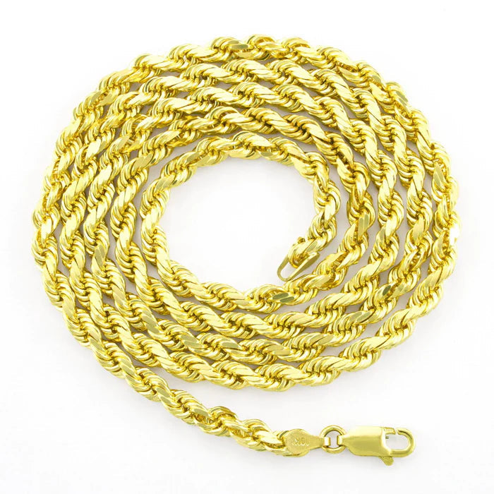 14K Solid Yellow Gold 3mm Rope Necklace Chain Image 1