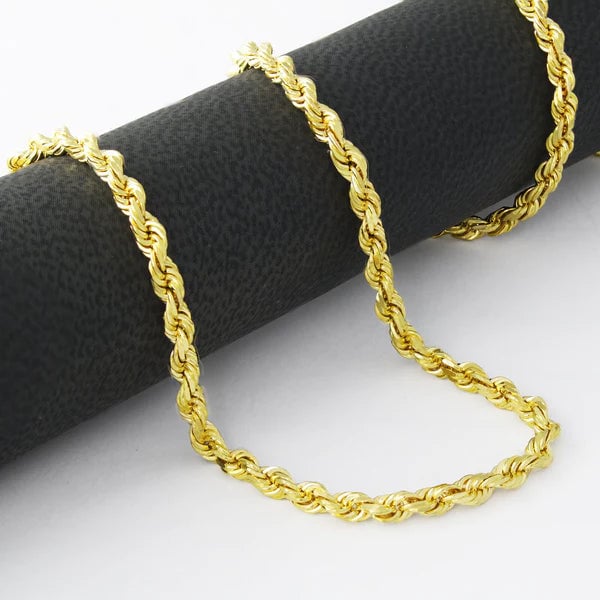 14K Solid Yellow Gold 3mm Rope Necklace Chain Image 2