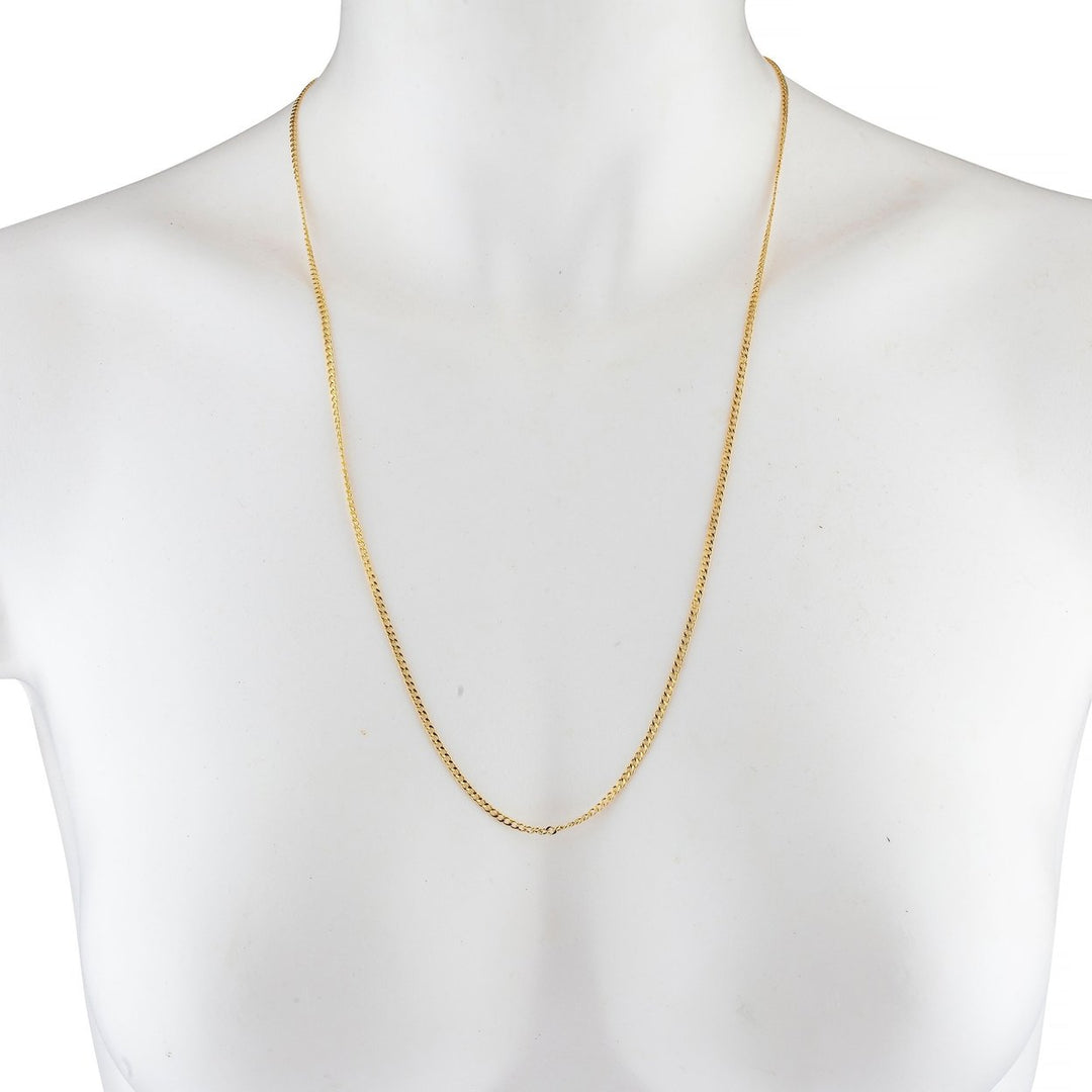 14K Solid Yellow Gold 2mm Cuban Necklace Chain Image 3