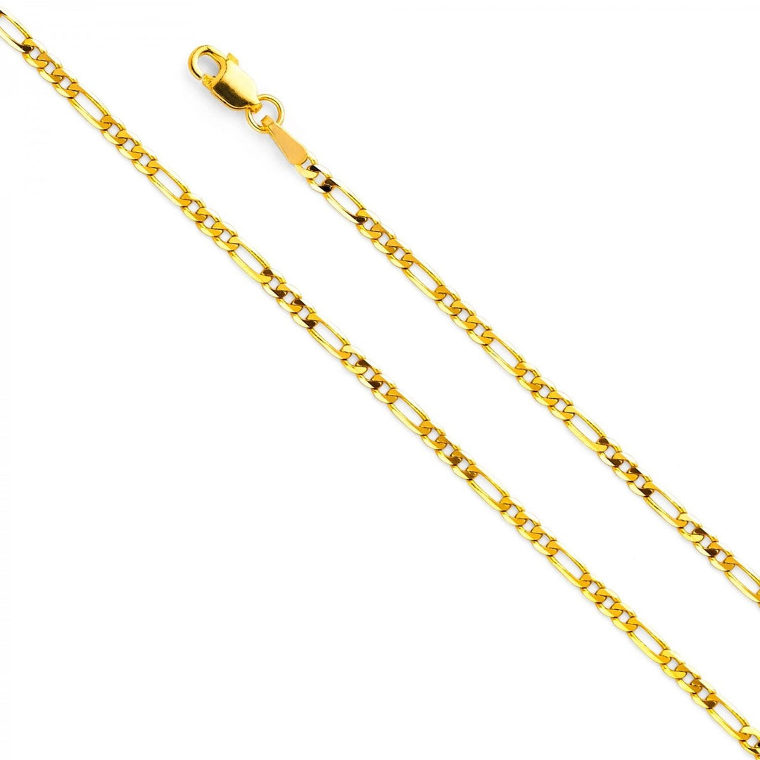 14K Solid Yellow Gold Figaro Chain Necklace Image 1