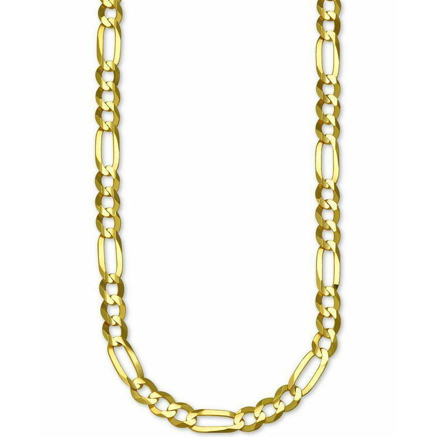 14K Solid Yellow Gold Thick Figaro Chain Necklace Image 1