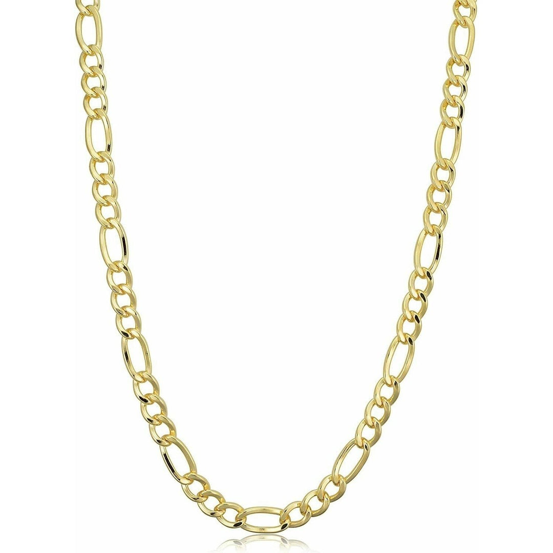 14K Solid Yellow Gold Thick Figaro Chain Necklace Image 3