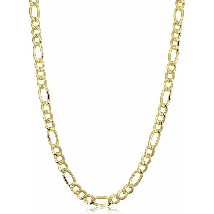 14K Solid Yellow Gold Thick Figaro Chain Necklace Image 3