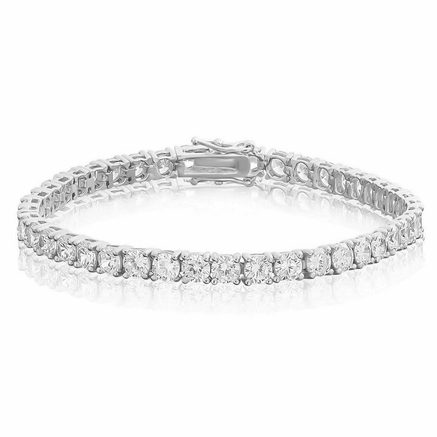 14K White Gold Diamond 4mm Tennis Bracelet or Necklace Image 1