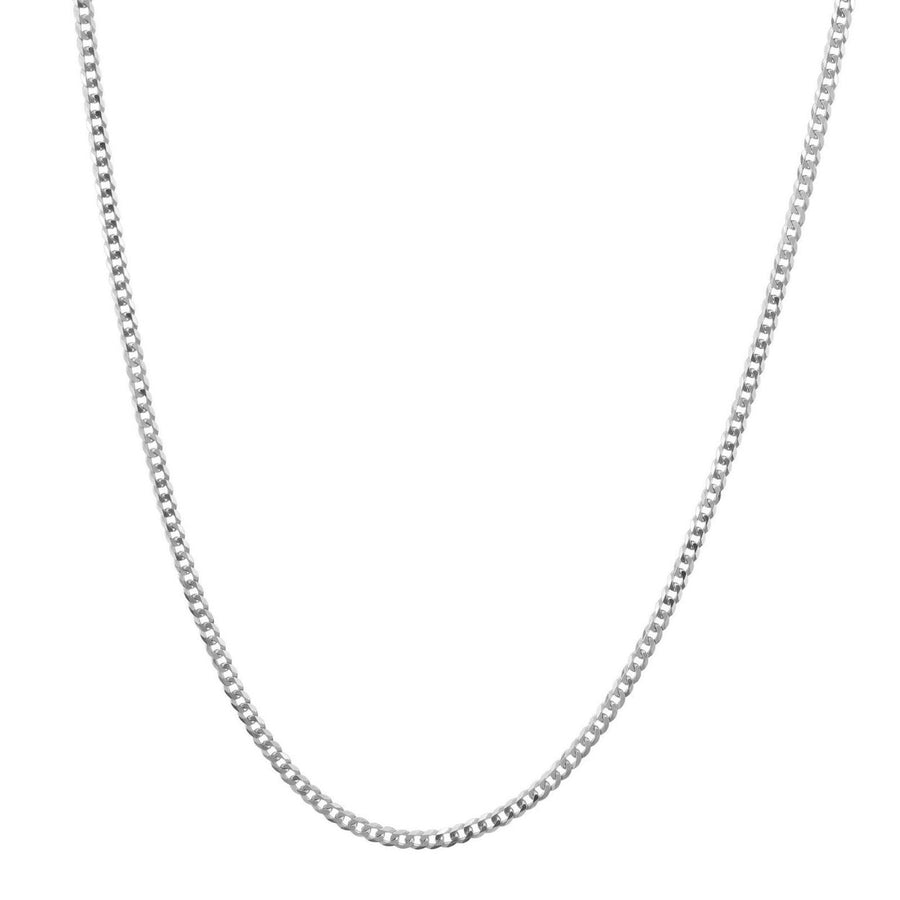 14K White Gold Men Women 2.00mm Cuban Link Chain Necklace Image 1